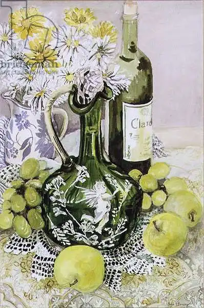 Thewsey, Joa: Carafe with Apples, Grapes and Lace