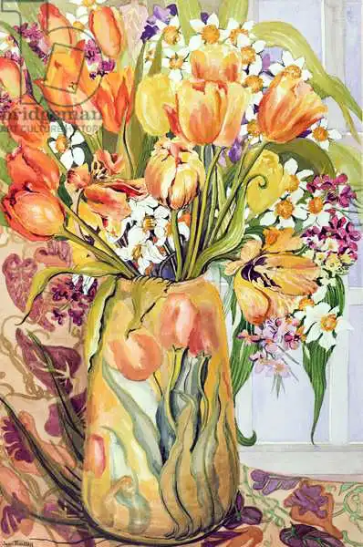 Thewsey, Joa: Tulips and Narcissi in an Art Nouveau Vase