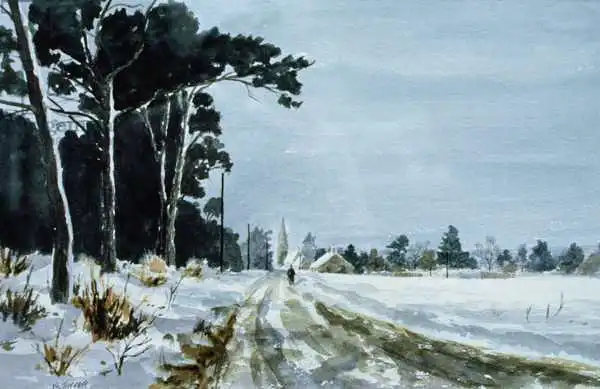 Trevett, Vic: Hermitage Road en la nieve (pueblo de Higham, cerca de Rochester)
