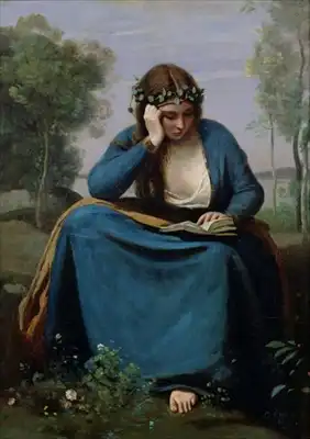 Corot, J. B. Camille: Čtenářka s květinami