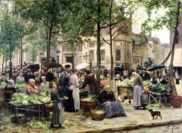 Gilbert, Victor Gabriel: La piazza di fronte a Les Halles