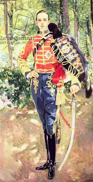 Sorolla y Bastida, Joaquin: Portrait of King Alfonso XIII (1886-1941) wearing the uniform of the Hussars