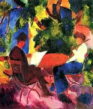 Macke, August: Pár u zahradního stolku