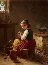 Meyer von Bremen, Johann Georg: Mladá služebná loupající brambory