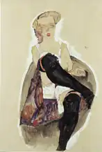 Schiele, Egon: Dívka se zkříženýma nohama