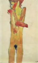 Schiele, Egon: Nahá dívka se zkříženýma rukama