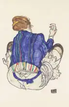 Schiele, Egon: Sedící žena zezadu