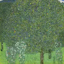 Klimt, Gustav: Růžové keře pod stromy