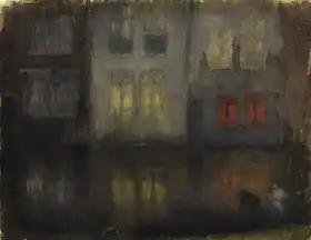 Whistler, J. M.: Nokturno - Black and Red Back Canal, Holandsko