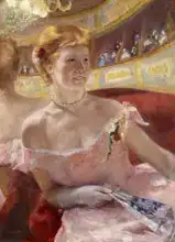 Cassatt, M. S.: Žena s perlovým náhrdelníkem v lóži