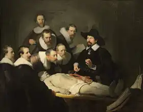 Rembrandt, van Rijn: Lekce anatomie  Dr. Nicolaese Tulpa