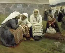 Edelfelt, Albert: Ženy vedle kostela v Ruokolahti