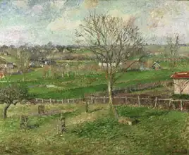 Pissarro, Camille: Pole a vlašský ořech v zimě, Eragny
