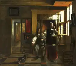 Hooch, Pieter de: Pokoj s mladým párem
