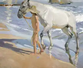 Sorolla y Bastida, Joaquin: Koupání koně