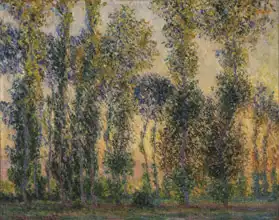 Monet, Claude: Topolky u Giverny, východ slunce