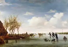 Ruisdael, Jacob: Dutch landscape with Skaters