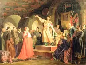Nevrev, Nikolai Vasilievich: Prince Roman of Halych-Volhynia receiving the ambassadors of Pope Innocent III