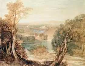 Turner, William: River Wharfe with a distant view of Barden Tower