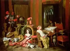 Fieravino, Francesco: Interior with a Lady at a Harpsichord