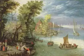 Brueghel, Jan (st.): Řeka s vesnicí