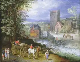 Brueghel, Jan (ml.): Říční scéna s mlýnem