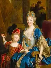 Largilliere, Nicolas de: Portrait of Catherine Coustard, Marquise of Castelnau, with her Son Leonor