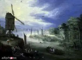 Brueghel, Jan (ml.): Říční scéna s mlýny