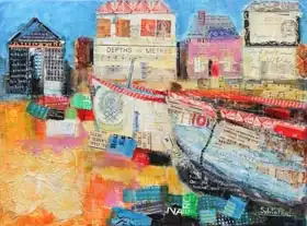 Paul, Sylvi: Old Fishing Boats; 2013, acrylic/paper collage