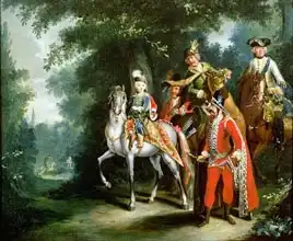 Ridinger or Riedinger, Johann Elias: Joseph II, Emperor of Germany (1741-90) learning to ride at the age of six