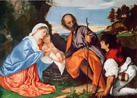 Tizian: Holy Family and a Shepherd