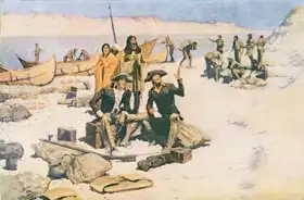 Remington, Frederic S.: Lewis and Clark at the mouth of the Columbia River, from Collier Magazine