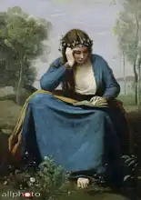 Corot, J. B. Camille: Čtenářka s květinami