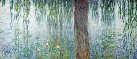 Monet, Claude: Waterlilies: Morning with Weeping Willows, detail of the left section