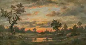 Rousseau, Theodore: Landscape at sunset