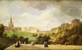 Ouvrie, Pierre Justin: View of Edinburgh, the Walter Scott Monument