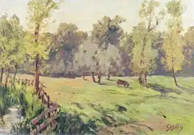 Sisley, Alfred: Pasture with a Stream and an Enclosure