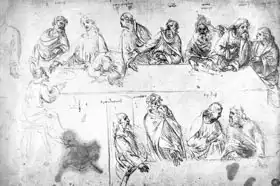 Vinci, Leonardo: Preparatory drawing for the Last Supper (sepia ink on linen paper)