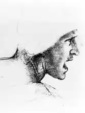 Vinci, Leonardo: Study for the head of a soldier in The Battle of Anghiari