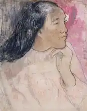 Gauguin, Paul: Tahitian Woman with a Flower in Her Hair