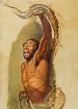 Ward, James: Man Struggling with a Boa Constrictor, Study for Liboya Serpent Seizing its Prey